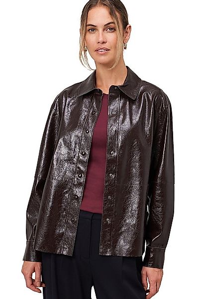 Zero Hemdbluse Damen im Lederlook Knopfleiste günstig online kaufen