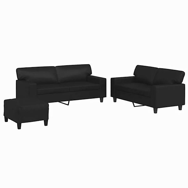 vidaXL Sofa 3-tlg. Sofagarnitur Schwarz Kunstleder günstig online kaufen