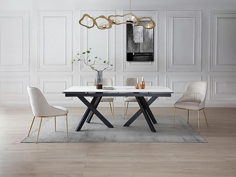Esstisch ausziehbar - 8 bis 12 Personen - Sicherheitsglas & Keramik - Marmo günstig online kaufen
