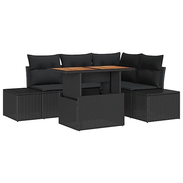 vidaXL Garten-Sofa-Set mit Speicher 5-Tlg Schwarz Poly Rattan 3358697 günstig online kaufen