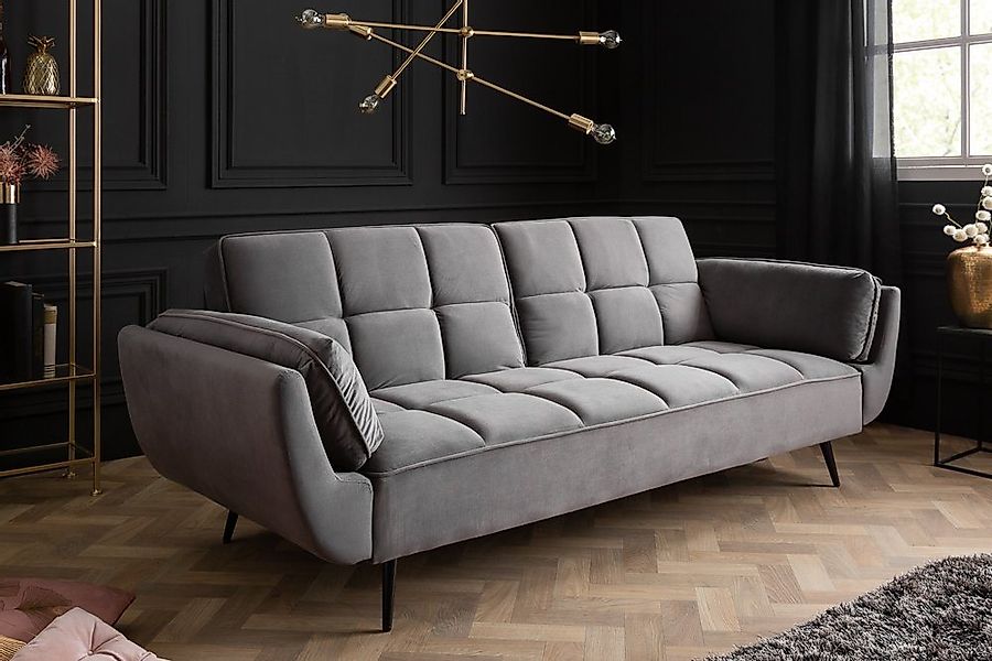 riess-ambiente Schlafsofa BOUTIQUE 213cm grau - Samt, schwarze Füße, Rundum günstig online kaufen
