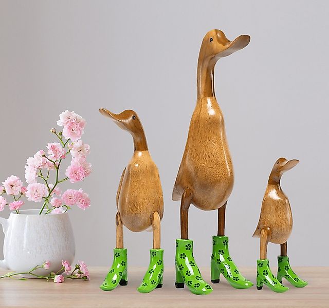 Rikmani Dekofigur Holzfigur Ente, Handgefertigte Dekoration günstig online kaufen