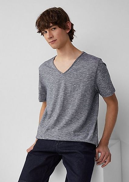 QS Kurzarmshirt T-Shirt in Melange mit Rollkante günstig online kaufen