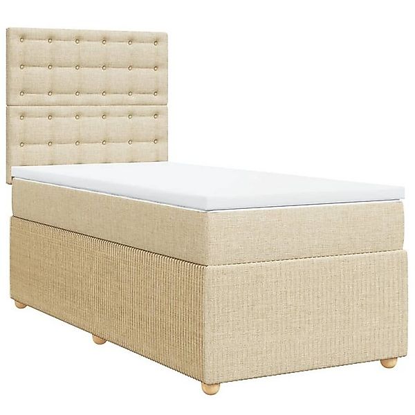 vidaXL Bett Boxspringbett mit Matratze Creme 80x200 cm Stoff günstig online kaufen