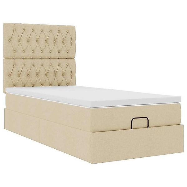 vidaXL Bett Ottoman-Bett mit Matratze Creme 80x200 cm Stoff günstig online kaufen