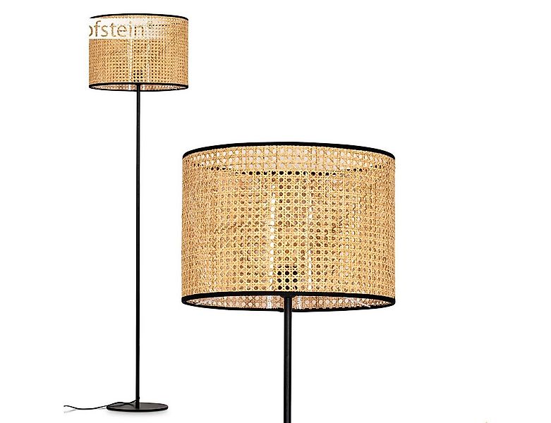 hofstein Stehlampe Stehlampe aus Metall/Wiener Geflecht/Rattan in Schwarz/N günstig online kaufen