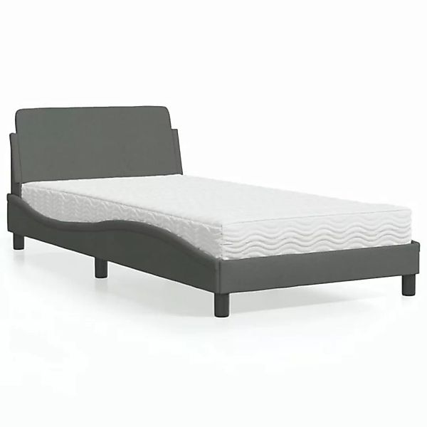 vidaXL Bett Bett mit Matratze Dunkelgrau 100x200 cm Stoff günstig online kaufen