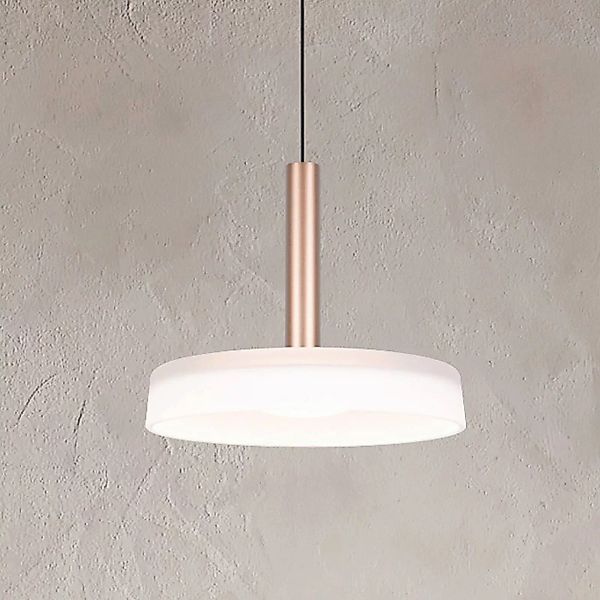 LED-Hängeleuchte Celeste, weiß/braun, Ø 22 cm, Glas, dimmbar günstig online kaufen