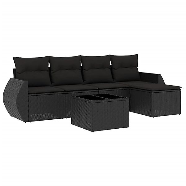 vidaXL 6-Tlg Garten-Sofagarnitur mit Kissen Schwarz Poly Rattan 3253632 günstig online kaufen