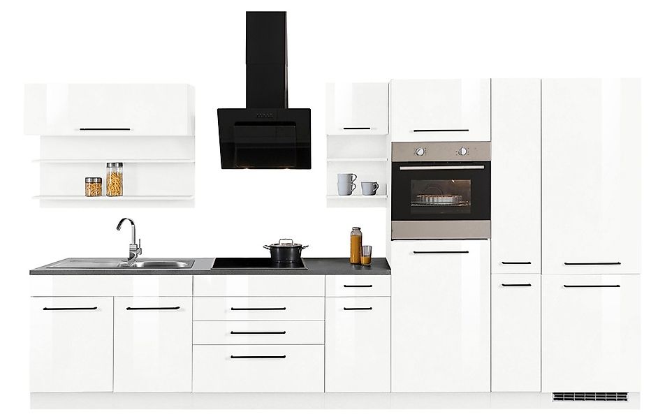 KOCHSTATION Küchenzeile »KS-Tulsa« ohne E-Geräte, Breite 380 cm, schwarze M günstig online kaufen