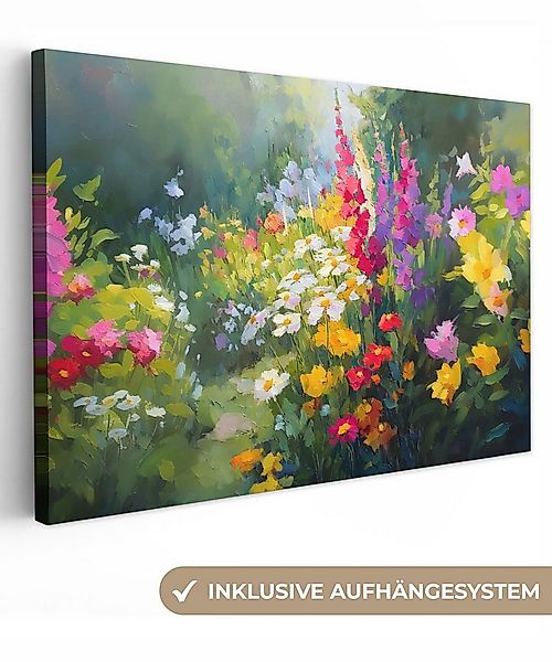 OneMillionCanvasses® Leinwandbild Sommergarten - Atmosphärisch - Blumen, Fo günstig online kaufen