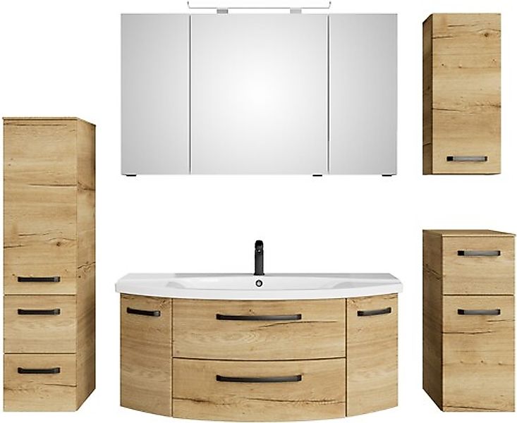 Saphir Badmöbel-Set »Serie 4010 5-teilig Keramik-Waschtisch mit LED-Spiegel günstig online kaufen