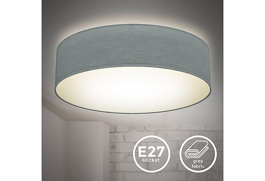 B.K.Licht Deckenleuchte Stoff-Deckenlampe Ø38cm 2-fammig E27 Wohnzimmer LED günstig online kaufen