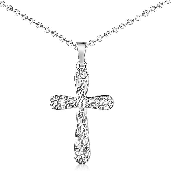 Materia Kettenanhänger Unisex Silber Kreuz Muster günstig online kaufen
