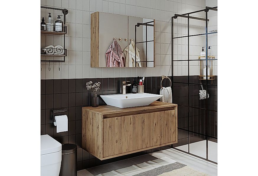 Roomart Badmöbel-Set ATL-3TLG-100, (Badezimmermöbel Set Unterschrank Spiege günstig online kaufen