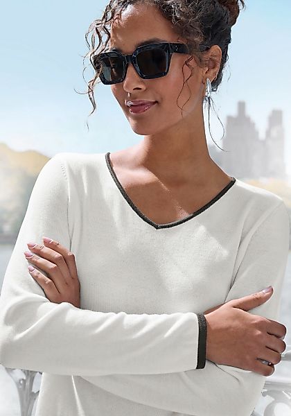 Vivance V-Ausschnitt-Pullover mit Kontrastkanten, casual günstig online kaufen
