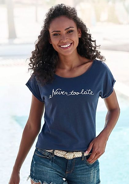 Beachtime T-Shirt "mit Frontdruck "Never too late"", aus weicher Baumwoll-Q günstig online kaufen