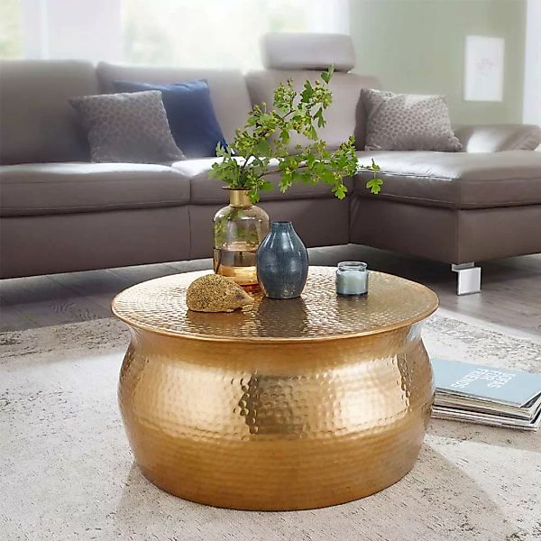 Wohnzimmer Tisch aus Aluminium Goldfarben günstig online kaufen
