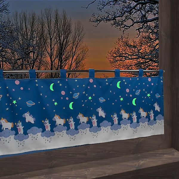 Delindo Lifestyle Scheibengardine "Einhorn" Schlaufen 1 Stk. tlg. Leuchtet günstig online kaufen