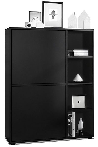 Vladon Highboard Cuba (Anrichte, mit 2 Türen und 4 offene Fächer), Schwarz günstig online kaufen