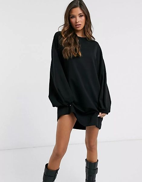 ASOS DESIGN – Oversized-Pulloverkleid mit Jumboärmeln in Schwarz günstig online kaufen