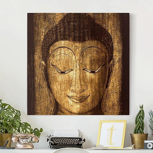 Leinwandbild Buddha - Quadrat Smiling Buddha günstig online kaufen