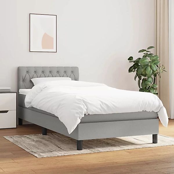 vidaXL Boxspringbett Boxspringbett mit Matratze Hellgrau 100x200 cm Stoff B günstig online kaufen