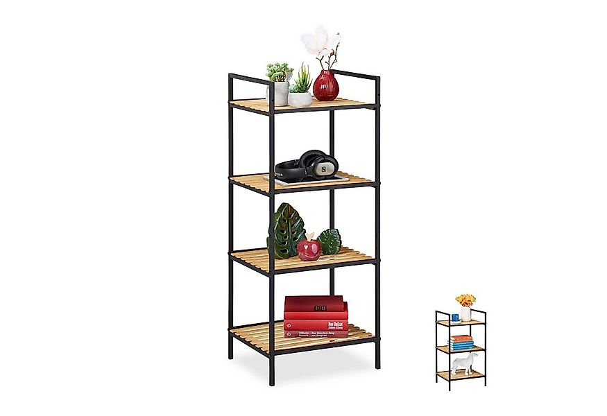 relaxdays Standregal aus Bambus & Metall, 4 günstig online kaufen