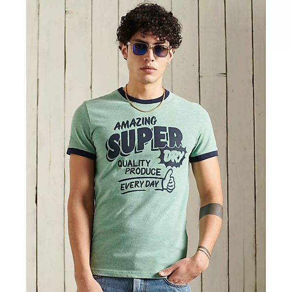 Superdry Workwear Ringer 220 Kurzarm T-shirt S Bright Green Marl günstig online kaufen