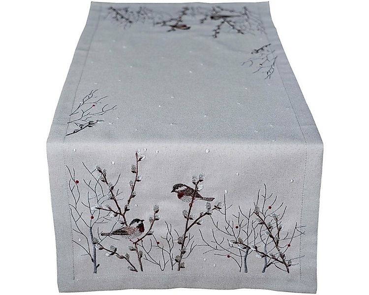 matches21 HOME & HOBBY Tischdecke Tischläufer DINA mit Vogel Stick als Herb günstig online kaufen