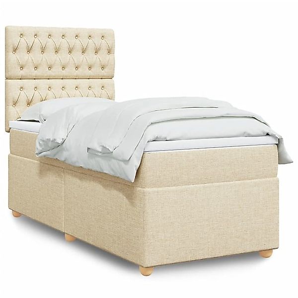 vidaXL Boxspringbett, Boxspringbett mit Matratze Creme 90x190 cm Stoff günstig online kaufen