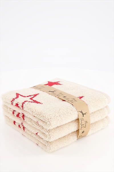 Cawö Seiftücher Christmas Edition Sterne 792 3er Set - Farbe: natur-rot - 3 günstig online kaufen