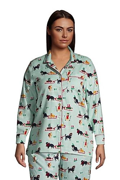 Gemustertes Flanell-Pyjamahemd in großen Größen, Damen, Größe: 48-50 Plusgr günstig online kaufen