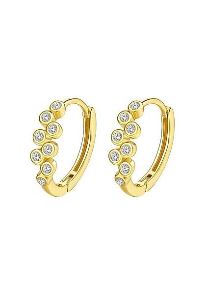 Hey Happiness Paar Creolen Silber Kristalle rund klein, 18K vergoldet, Ohrr günstig online kaufen