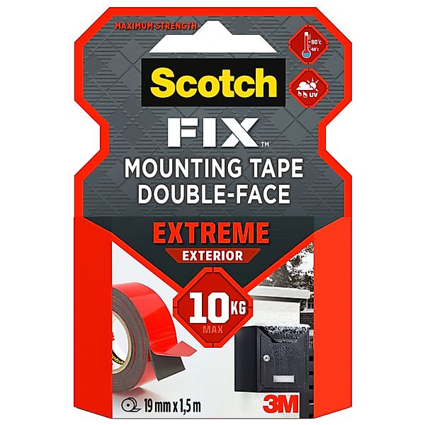 Scotch-Fix Außenmontageband Extreme Doppelseitig 19 mm x 1,5 m Schwarz günstig online kaufen
