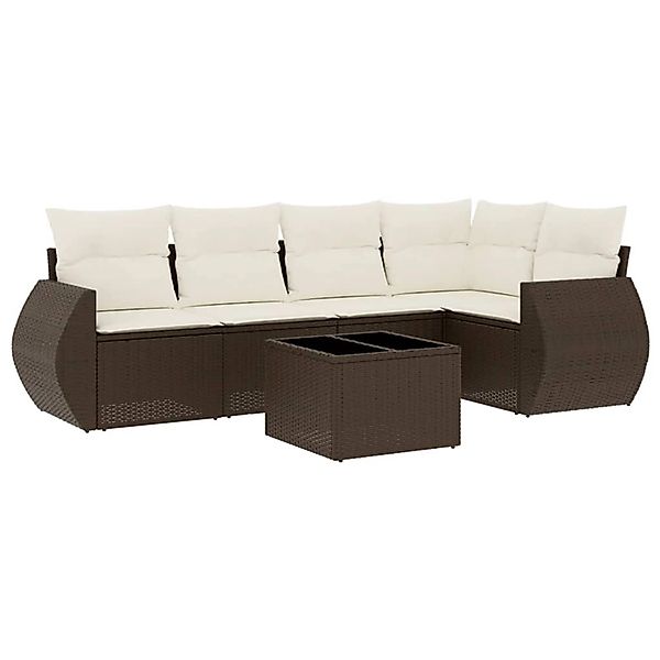 vidaXL 6-Tlg Garten-Sofagarnitur mit Kissen Braun Poly Rattan 3221342 günstig online kaufen
