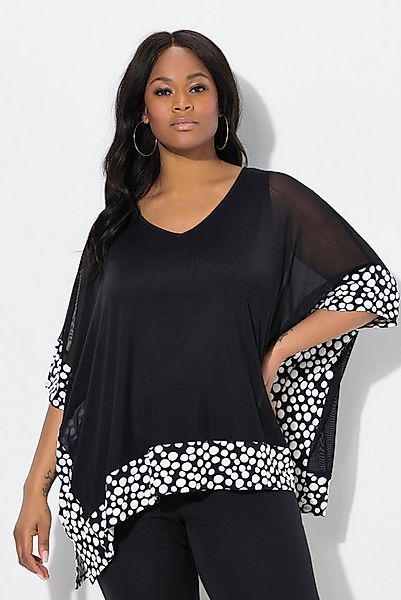 Ulla Popken Druckbluse Chiffon-Bluse Flockpunkte V-Ausschnitt 3/4-Arm günstig online kaufen