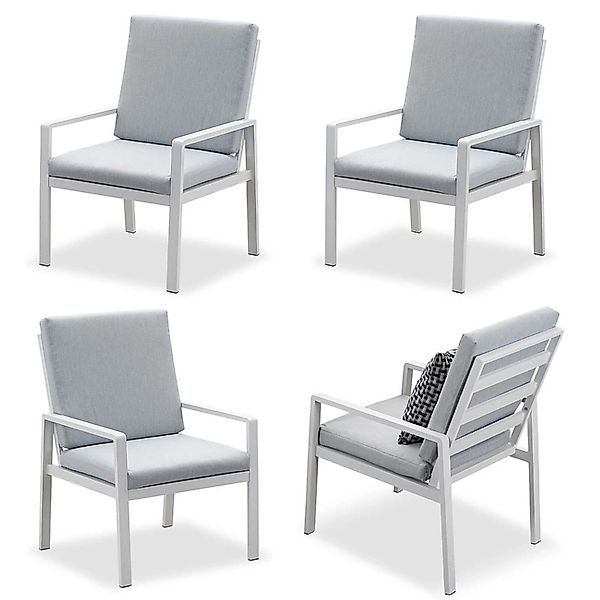 MeXo 4 St Aluminium Gartenmöbel Esstischstuhl Weiß günstig online kaufen