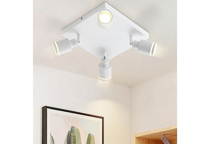 ZMH Deckenstrahler 4 Flammig Schwarz/Weiß Deckenlampe Metall GU10 für Schla günstig online kaufen