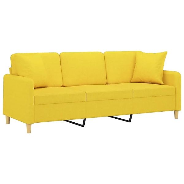 vidaXL 3-Sitzer-Sofa mit Zierkissen Hellgelb 180 cm Stoff 3200922 günstig online kaufen