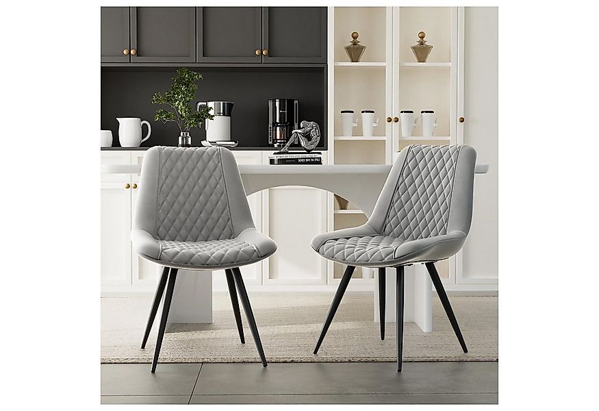 HTI-Living Esszimmerstuhl Esszimmerstuhl Astrid 2er-Set Kunstleder Grau (Se günstig online kaufen