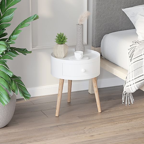 HOMCOM Beistelltisch Sofatisch Couchtisch mit Schublade Wohnzimmer Holz Wei günstig online kaufen