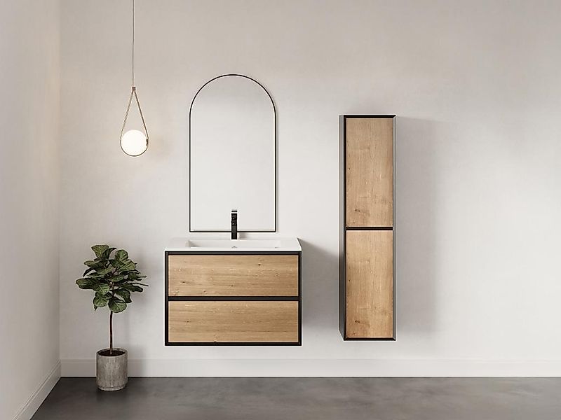 Waschbeckenunterschrank hängend mit Einbauwaschbecken & Badhochschrank - Ho günstig online kaufen