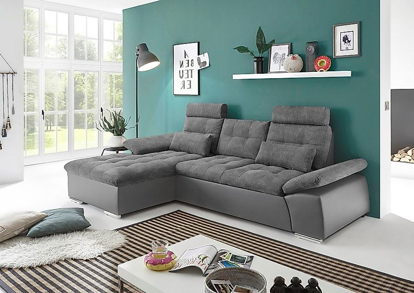 ED EXCITING DESIGN Ecksofa "Jakarta L-Form", mit Bettfunktion, Armteilverst günstig online kaufen