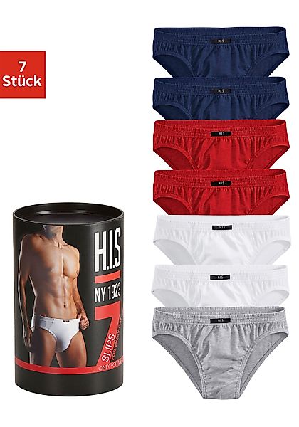 H.I.S Slip "Unterhosen für Herren" Dose, 7 Stk. aus Baumwoll-Mix in einer D günstig online kaufen