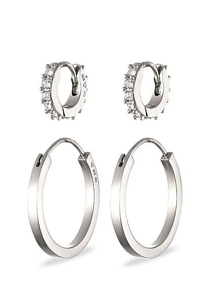 Elli Ohrring-Set Creolen Set Weiß 925 Sterling Silber, mit Kristallen von S günstig online kaufen
