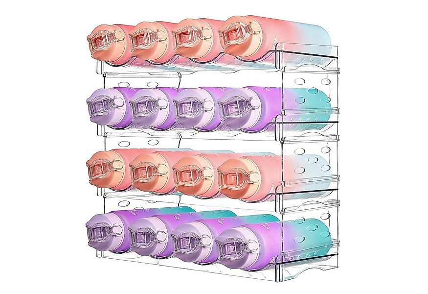 HEYHIPPO Flaschenregal Stapelfähiges 4-stöckiges Acryl-Flaschenregal für Kü günstig online kaufen