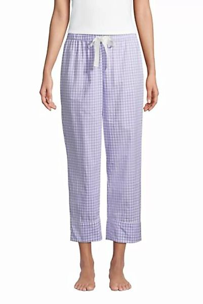 Popelin-Pyjamahose in 7/8-Länge, Damen, Größe: S Normal, Lila, Baumwolle, b günstig online kaufen