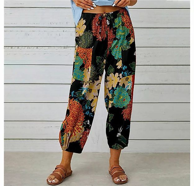 RUZU UG Loungehose Bedruckte Frühlings- und Sommerhosen für Damen, dünne Pu günstig online kaufen