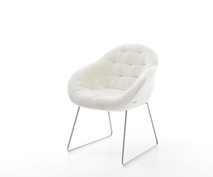 Esszimmerstuhl Gaio-Flex Bouclé Soft Beige Kufengestell Edelstahl günstig online kaufen